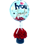 25 Red roses and Bubble balloon