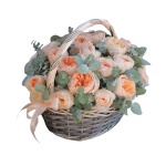 Basket with  coral roses