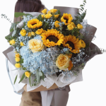Hydrangea and sunflowers